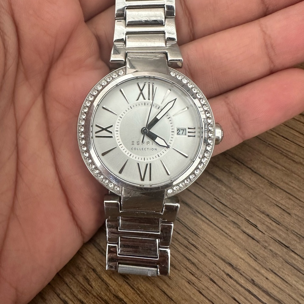 Esprit Women's Silver Watch with Crystal Accents